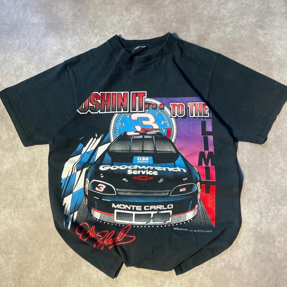 Vintage 90s Dale Earnhardt Nascae Racing Graphic Taunting Tee Shirt